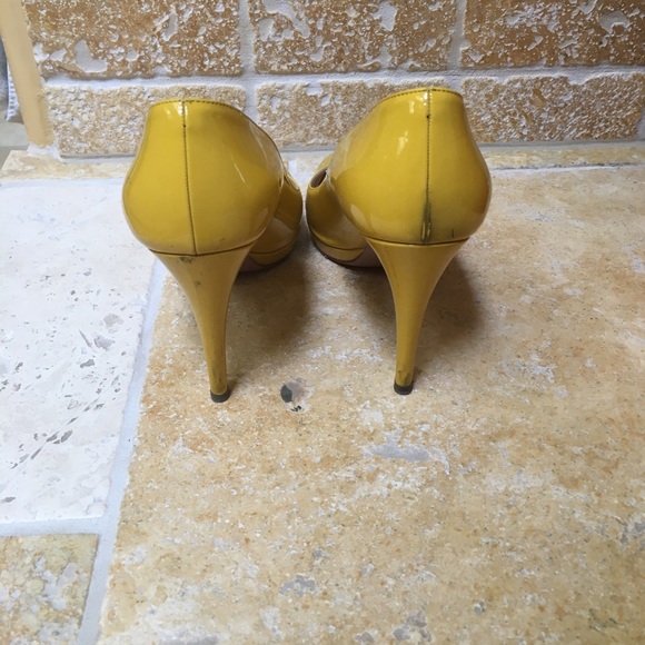 Prada, yellow, peep toe pumps - Picture 2 of 6