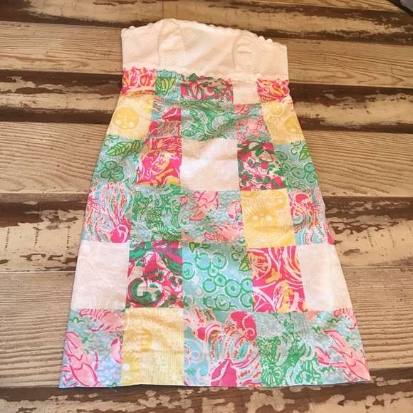 Lilly Pulitzer Patchwork Strapless Franco Dress - Picture 1 of 6