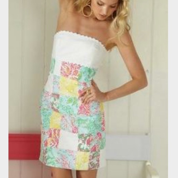 Lilly Pulitzer Patchwork Strapless Franco Dress - Picture 5 of 6