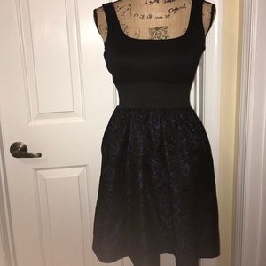 Black and Navy Blue Skater Dress