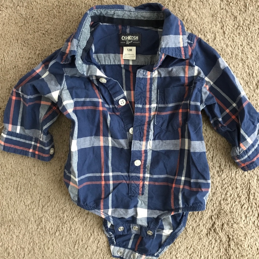 Plaid baby boy onesie