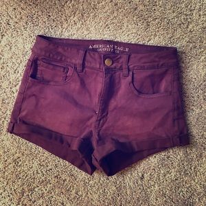 Maroon hi-rise American eagle shorts