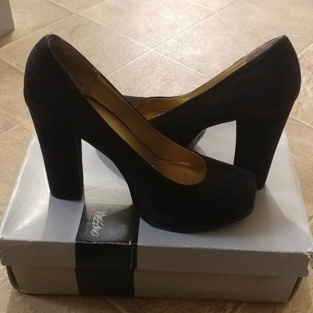 Black Suede Chunky Heels