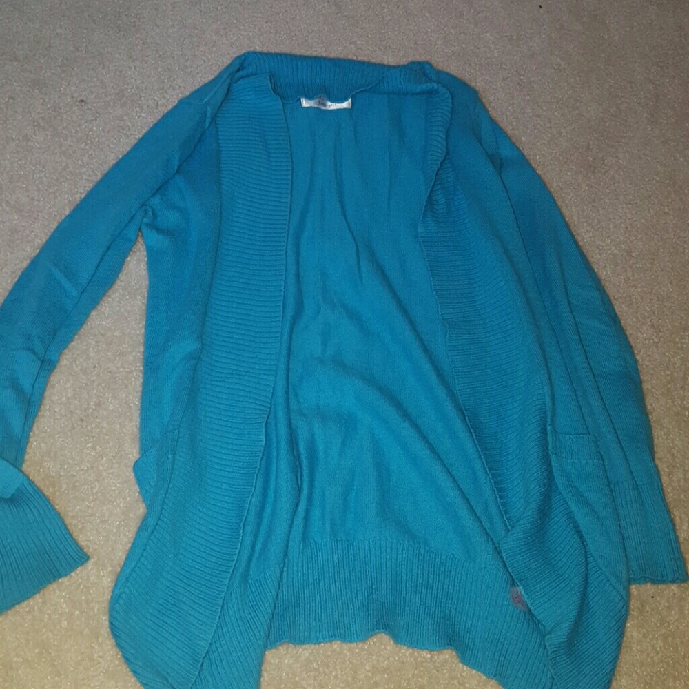 Blue Open Cardigan with Pockets