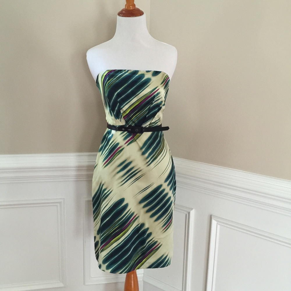 The Limited green strapless dress with belt size 2