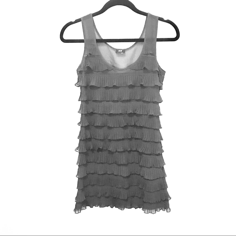 Full-Tiered Ruffle Charcoal Gray Bodycon Dress