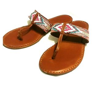 Beaded leather sandals