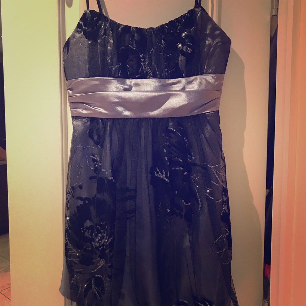 Formal Black Lace Dress with Bow