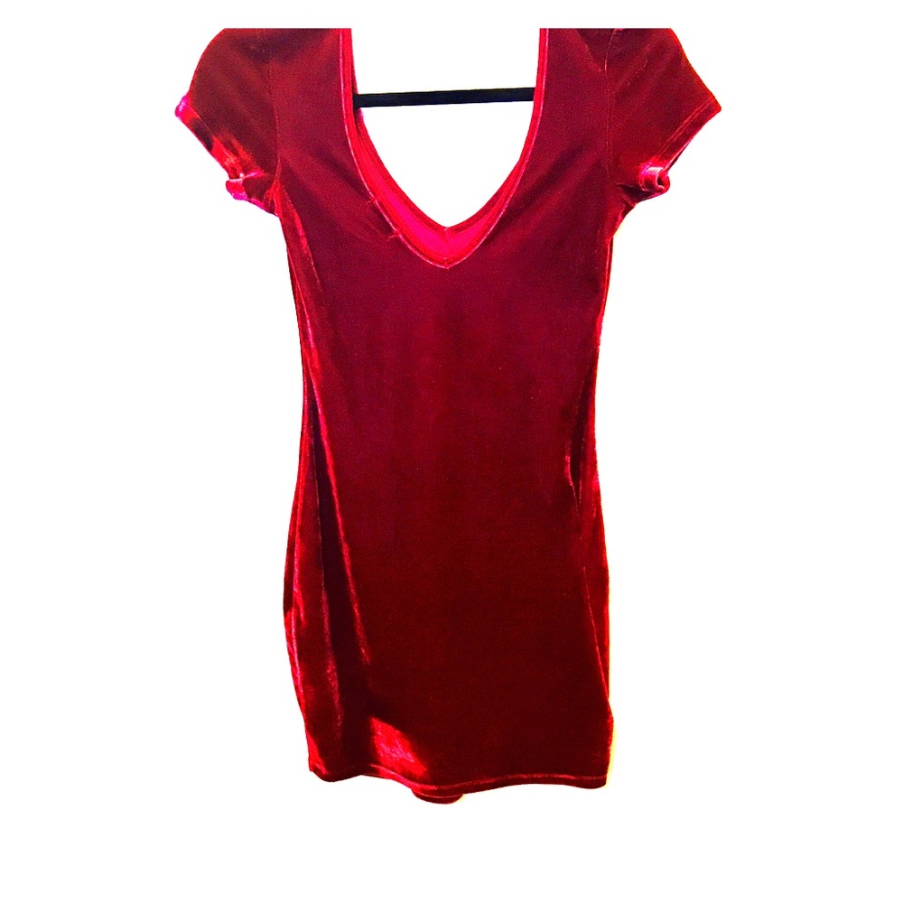 Maroon Velvet v-neck Cocktail Bodycon Mini Dress