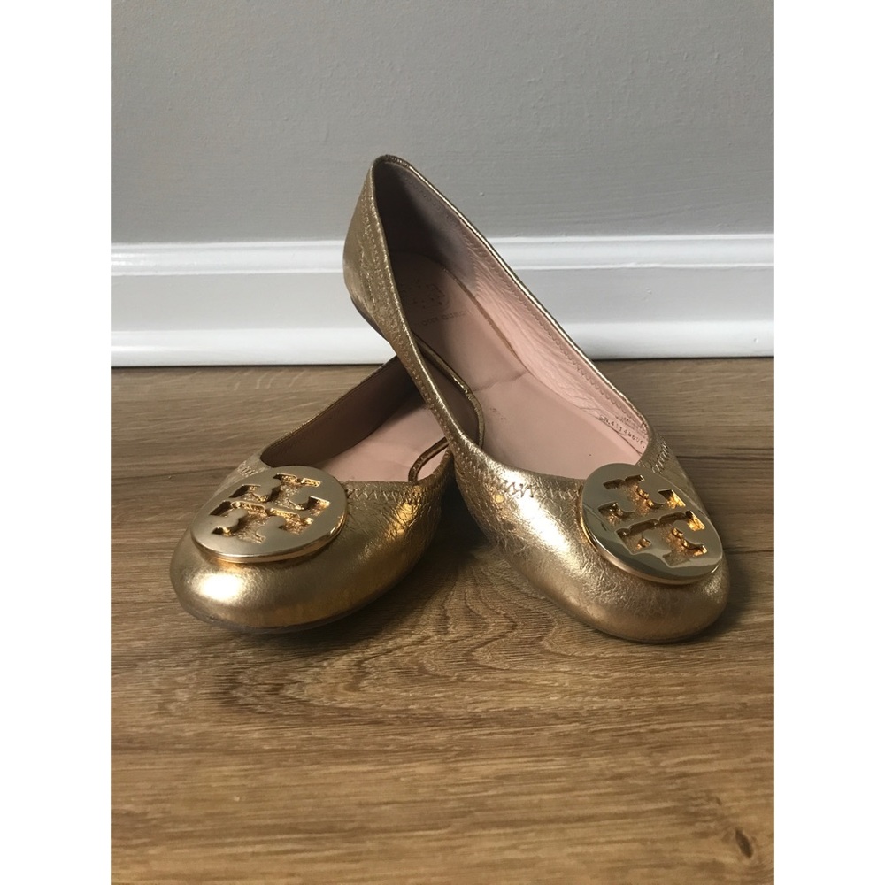 Tory Burch Gold Reva Flats