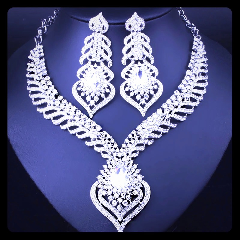👰🏻Elegant Bridal👰🏻CZ Diamond Jewelry Set