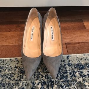 Manolo Blahnik grey suede heels