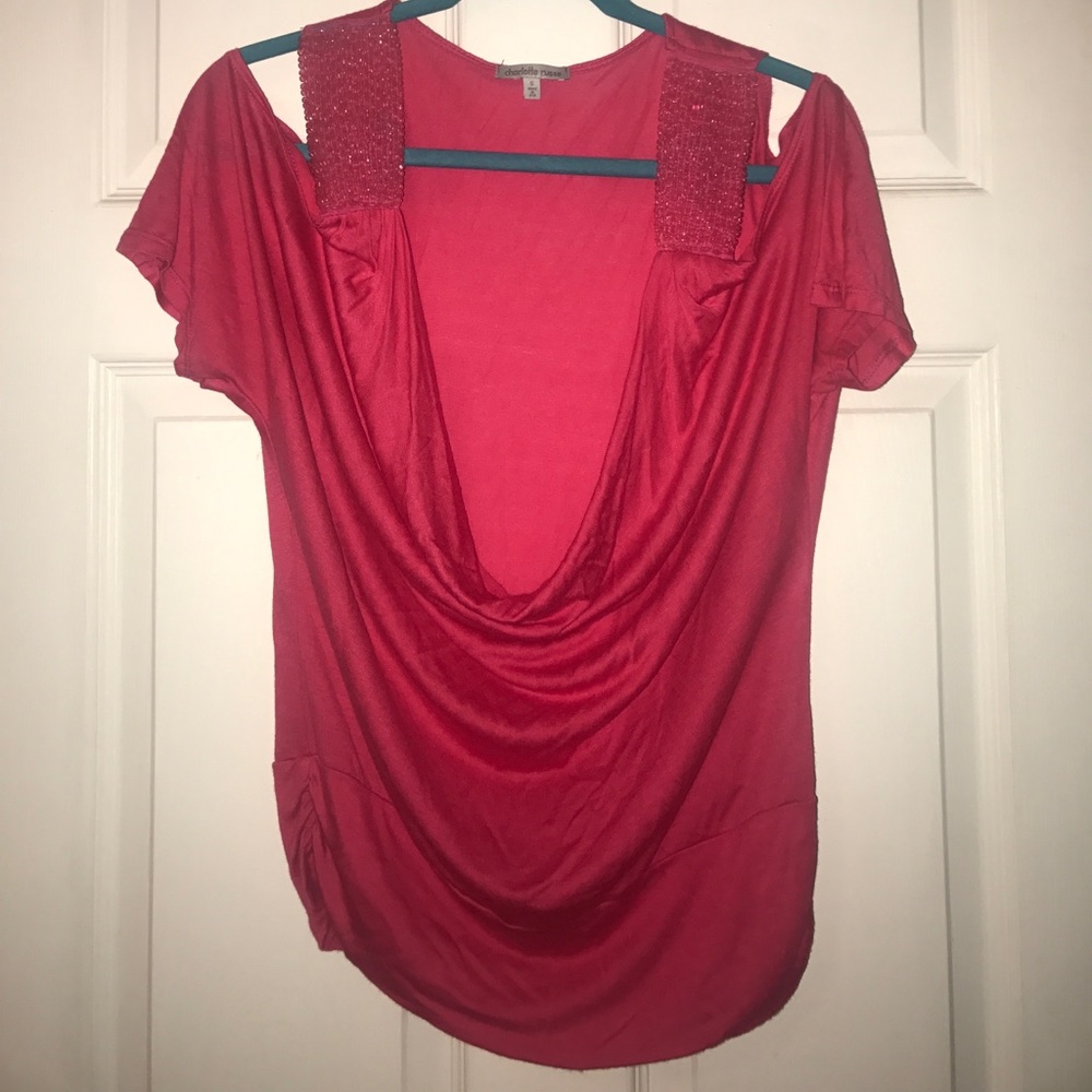Pink Open Shoulder Top