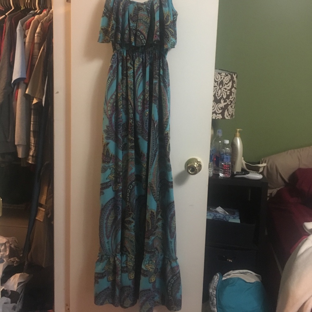 Maxi dress, summer light weight dress. Blue dress