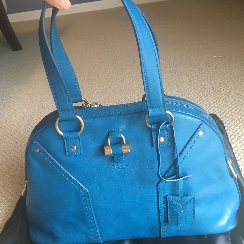 Yves Saint Laurent Blue "Large Muse" Satchel Bag