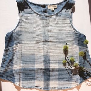 Anthropologie Plaid Button Back Swing Tank