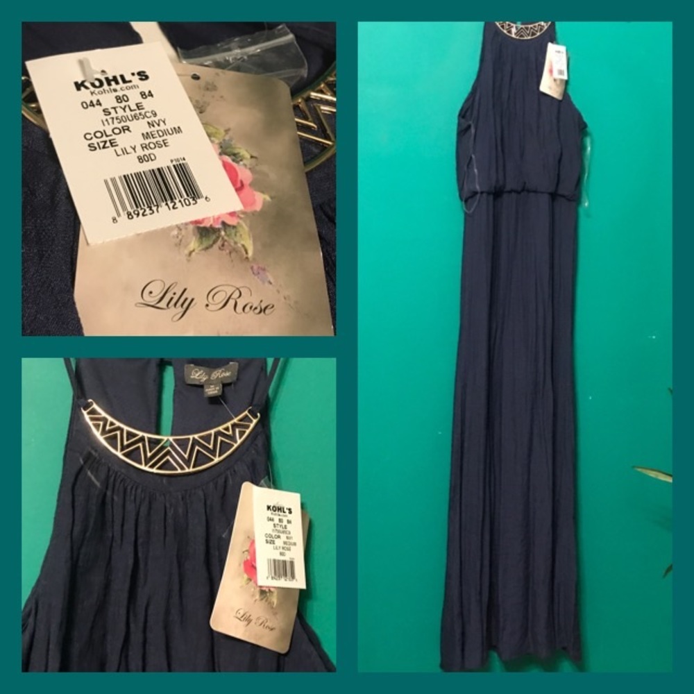 BEAUTIFUL MAXI DRESS LILY ROSE NAVY BLUE SIZE M