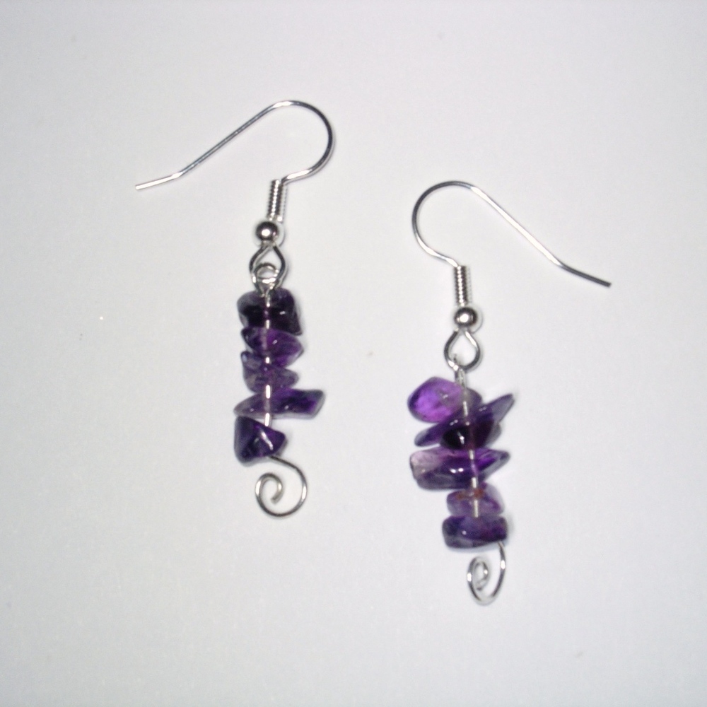 Amethyst Silver Plated Earrings (NND1)