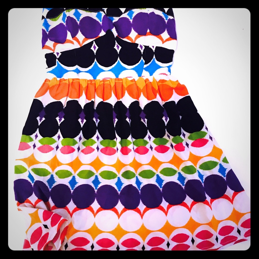 Multi-Colored Sweetheart Polka Dot Strapless Dress