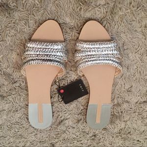 Brand New Zara Metallic silver flats