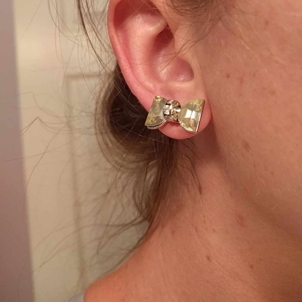 Rhinestone bow earrings