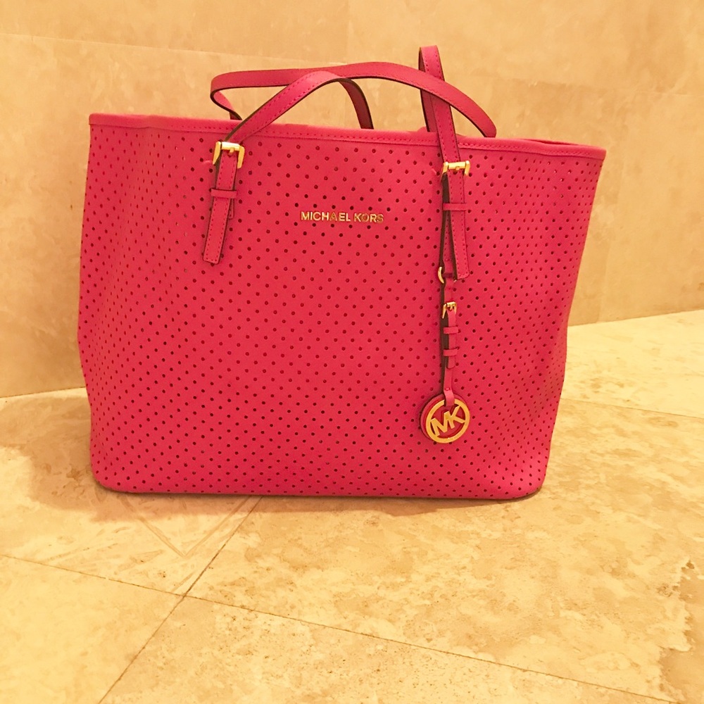 Michael Kors Perforated Leather Jet Set Tote