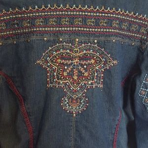 Chicos embroidered denim bohemian jacket