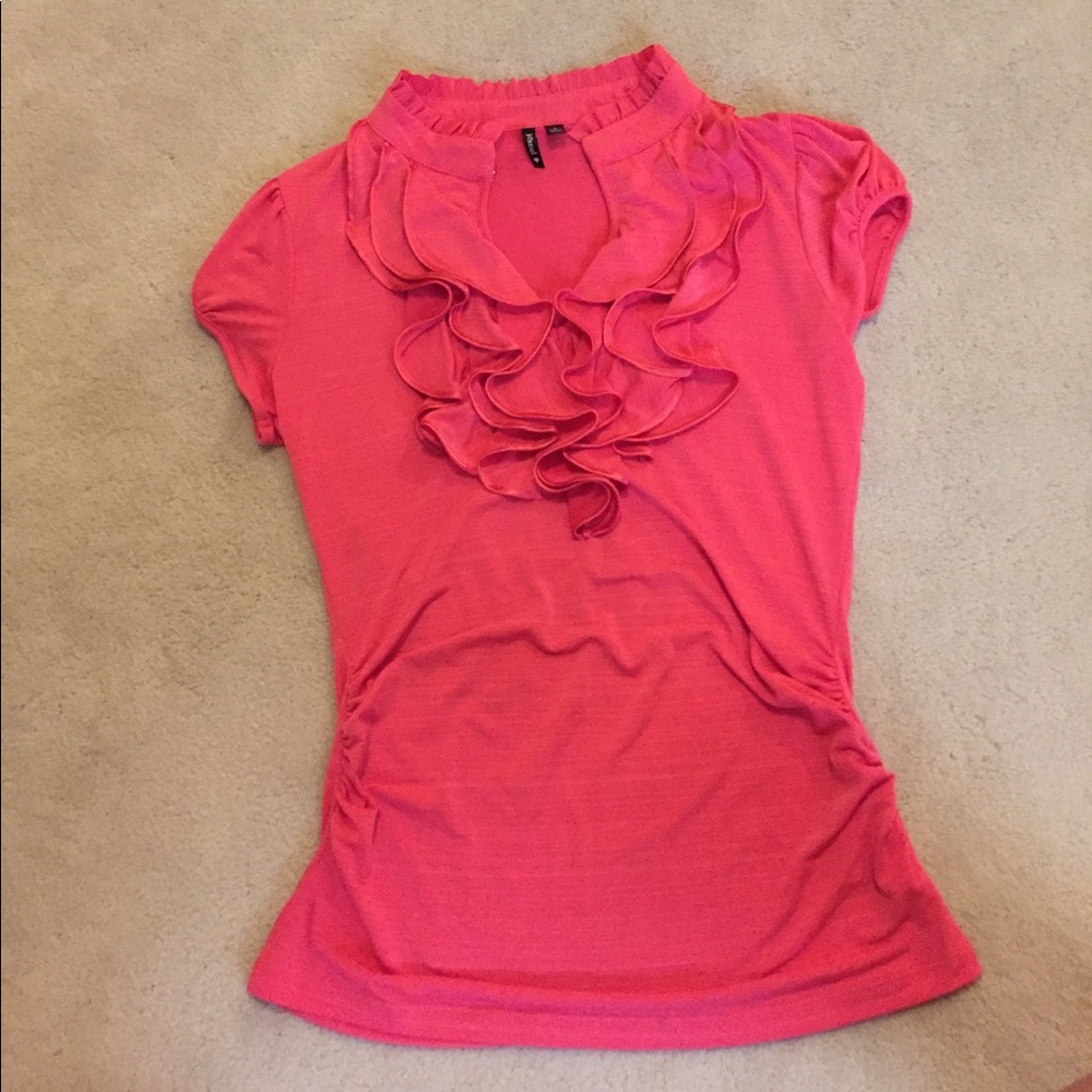 Bright Pink Ruffled Blouse