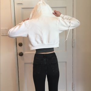 White cropped American apparel zip up