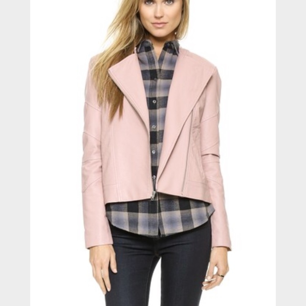 BB Dakota Meryl Millennial Pink leather jacket