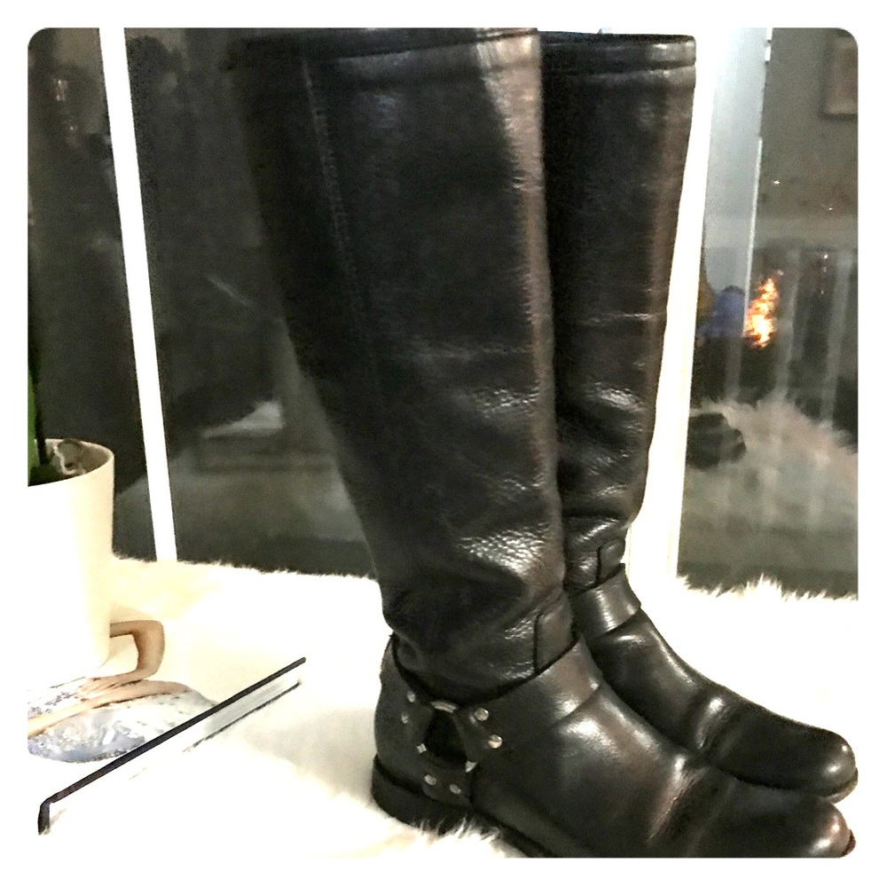 Frye Philippe Harness black knee high boots