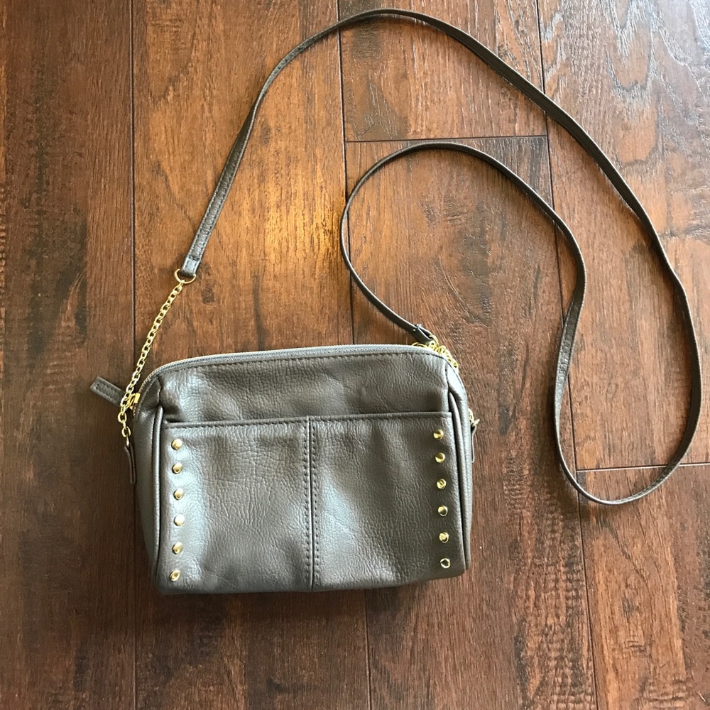 Grey studded cross bag