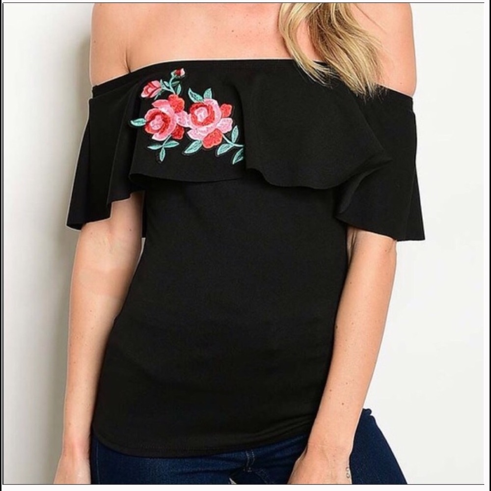 black off the shoulder blouse - Picture 2 of 5
