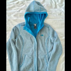 North Face Fleece Zip-up Hoody - bright blue SZ M