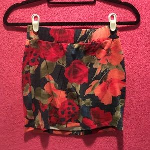 F21 Floral Mini Skirt