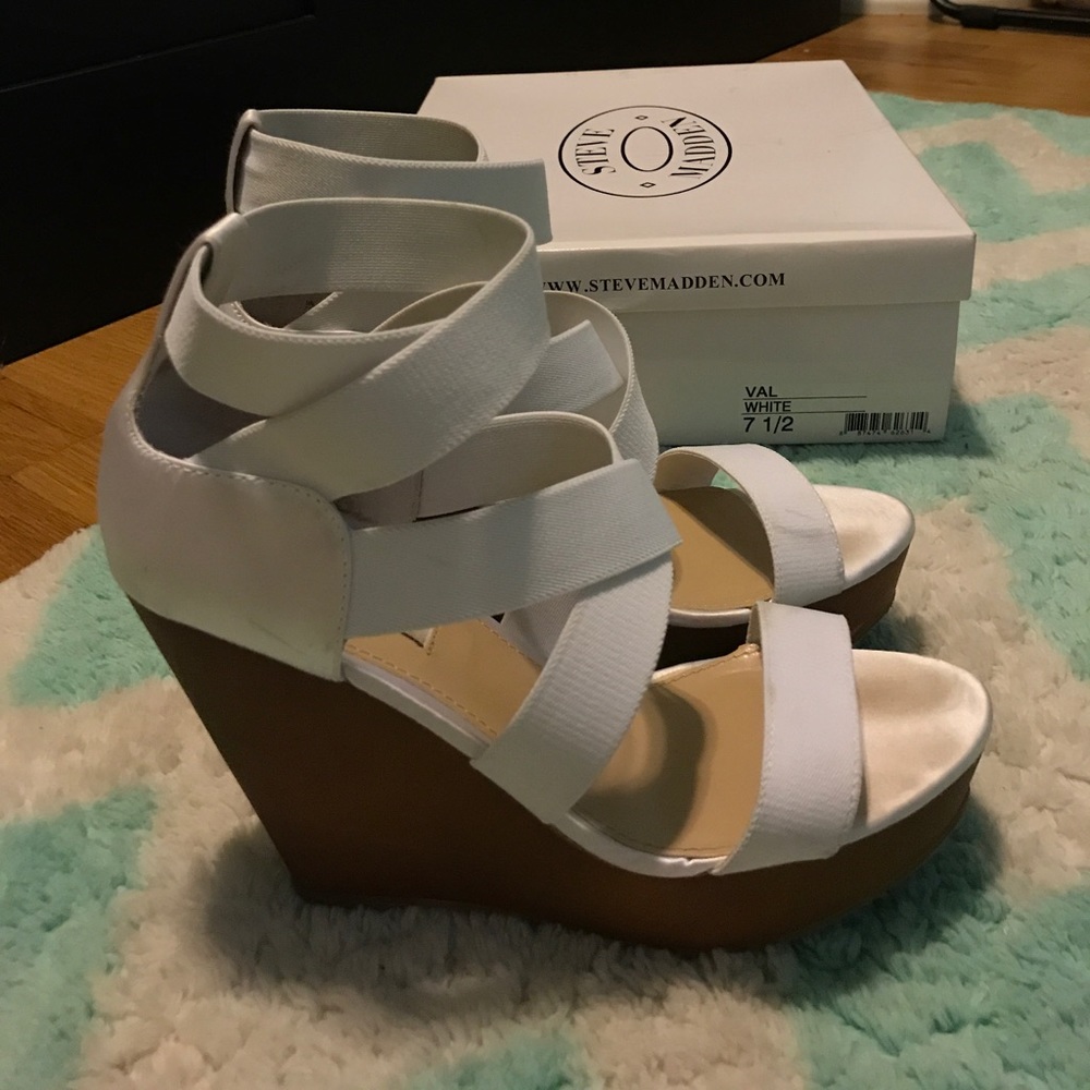 White Steve Madden wedges
