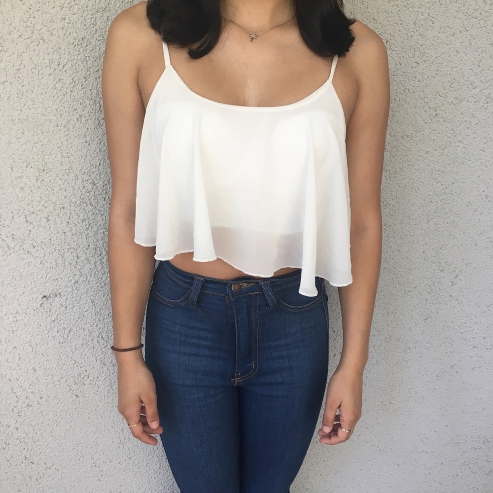 White sheer crop top