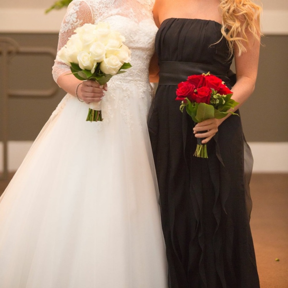 Vera Wang Black strapless bridesmaid dress