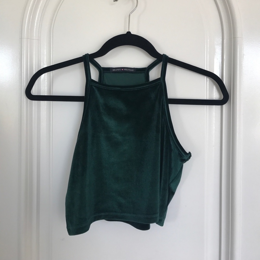 Rare Brandy Melville Green Velvet Top