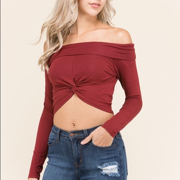 CHANTILLY Off Shoulder Knot Top - 3 colors - Picture 3 of 4