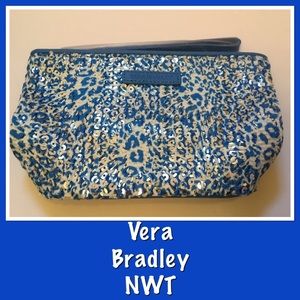 Vera Bradley Mesh Sequin Wristlet Camocat Blue NWT
