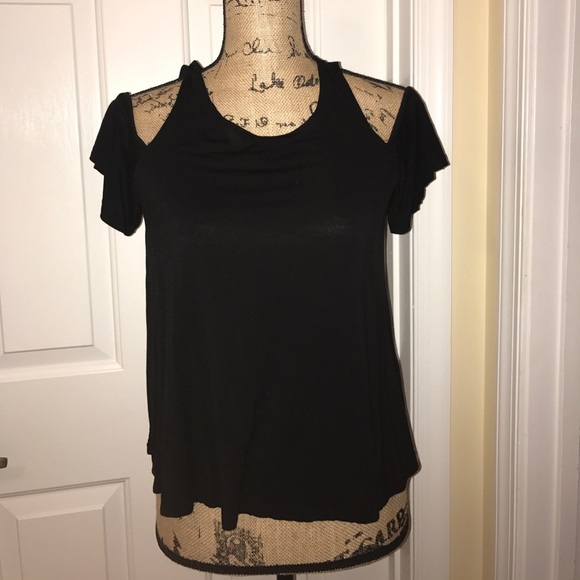 Garage Tops - Black Cold Shoulder Top