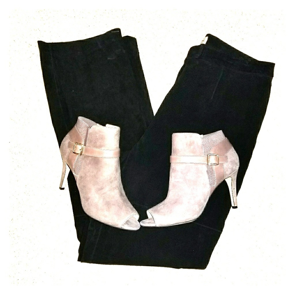 Plus Size 14 Black Suede/Leather Pants Chic