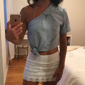 Zara striped one shoulder top
