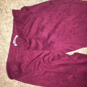 Burgundy faux suede bell bottom flown pants!!