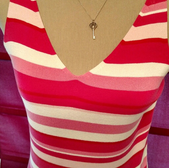 Ann Taylor Loft Pink& White Sleeveless Cotton Tank - Picture 2 of 6