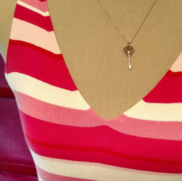 Ann Taylor Loft Pink& White Sleeveless Cotton Tank - Picture 3 of 6