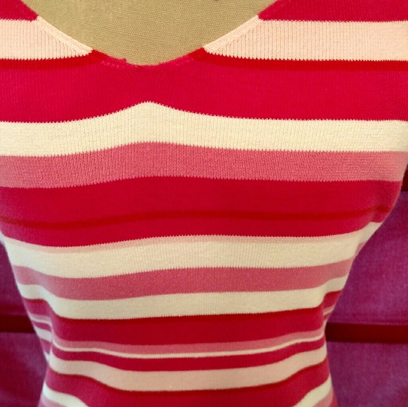 Ann Taylor Loft Pink& White Sleeveless Cotton Tank - Picture 4 of 6