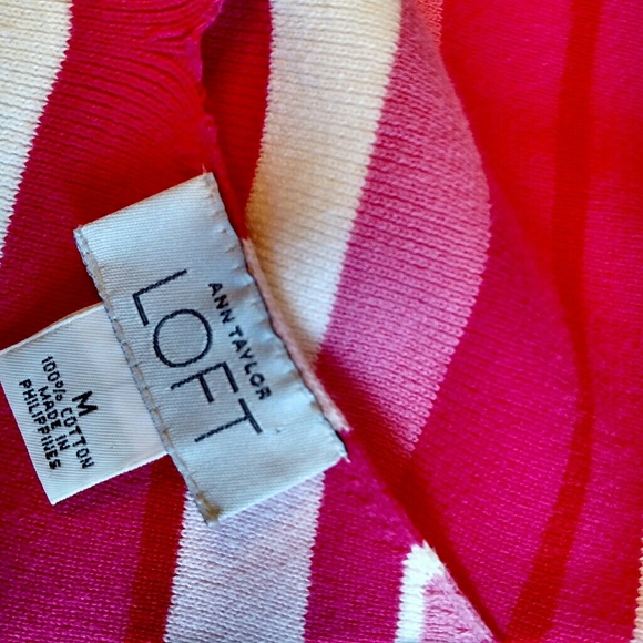 Ann Taylor Loft Pink& White Sleeveless Cotton Tank - Picture 5 of 6