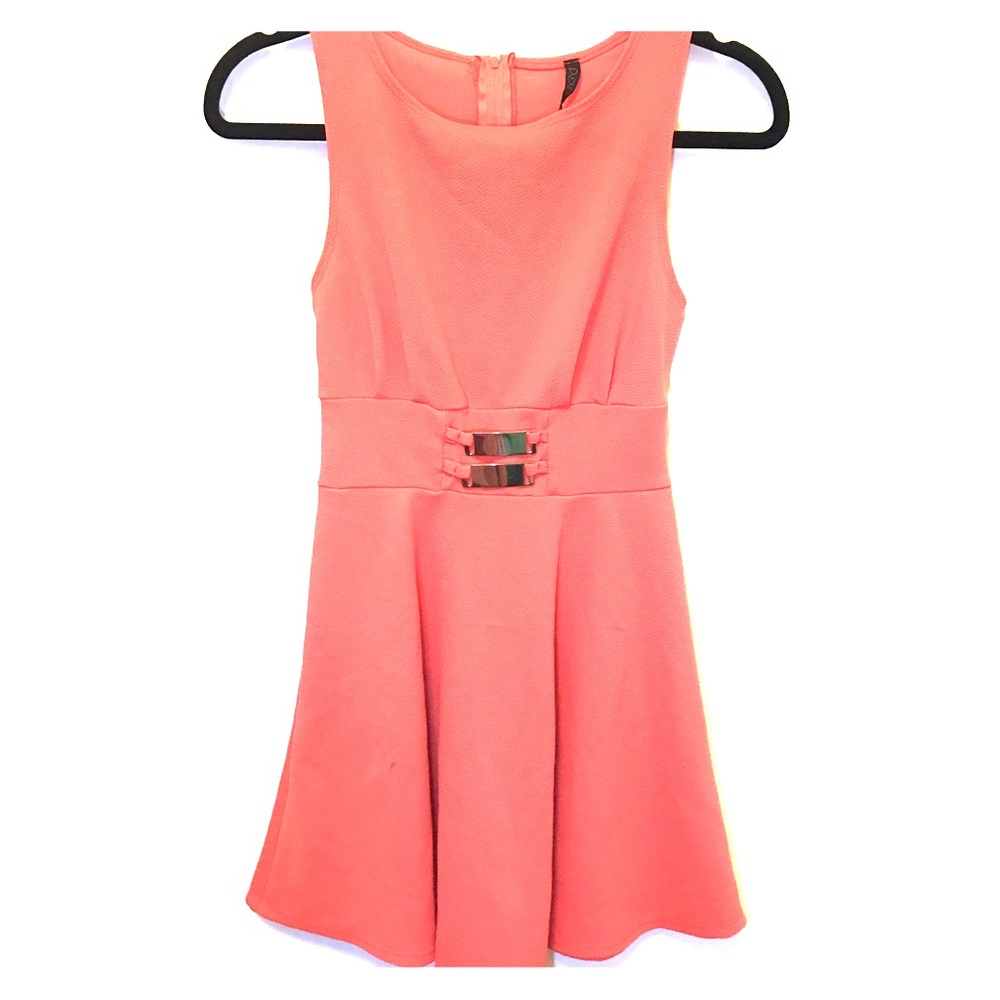 Orange/Coral Summer Dress with Golden Buckle